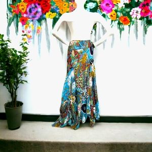 Sterling Styles Kerchief Aysemmetrical Boho Maxi Skirt Gores Art to Wear M/L